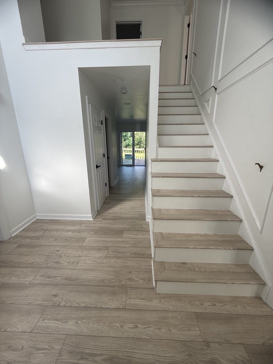 Light wood flooring and stair renovation